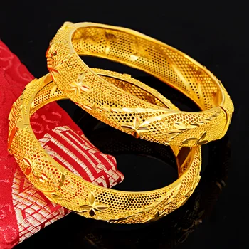 Nové 18k Žlté Zlato Náramok Pre Ženy, Vietnamčina Piesku, Zlata Pracka Duté Svadobné Náramok Bangles Svadobné Jemné Šperky Dary
