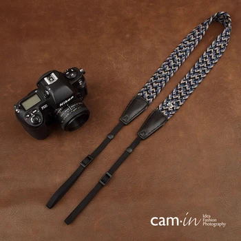 Cam 8780 Ručne pletené fotoaparát popruh s mäkké bavlnené digitálne SLR ramenný pásmo pre Nikon Canon