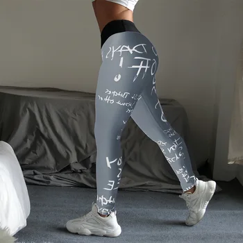 NORMOV 2019 Nové Dámske Legíny List Tlač Vysoko Elastický Pás Sily Cvičenie Slim Fit Legíny Fitness Polyester Legíny