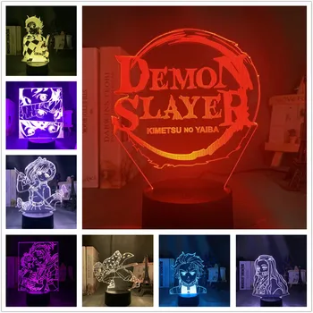 Démon Vrah 3D Anime LED Nočné Svetlo, Vizuálna Tanjirou Nezuko Zenitsu Logo Tabuľka Stolná Lampa Kimetsu Č Yaibad Domova Lampara