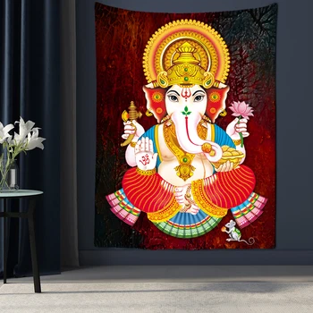 Indický Boh Ganeš Art Nástenné Gobelíny Pán Ganeš Vinayaka Ganapati Socha Budhu Maľovanie Náboženstvo, Umenie Zlaté Slon Dekor
