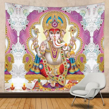 Indický Boh Ganeš Art Nástenné Gobelíny Pán Ganeš Vinayaka Ganapati Socha Budhu Maľovanie Náboženstvo, Umenie Zlaté Slon Dekor