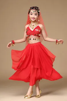4pcs Dievčatá Kostýmy Brušného Tanca Nový Dizajn Orientálny Tanec Detí Šaty India Bollywood Dance Profesionálne Oblečenie pre Deti