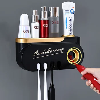 ONEUP Multi-závesné Kefka Držiteľ Automatické zubná pasta Squeezer Dávkovač make-up Úložný Stojan Pre kúpeľňové Doplnky Nastaviť