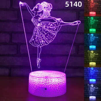 3D Ilúziu Nočné Svetlo 7 Farieb Zmeniť Balet Tanečník Dievča USB Dotykový Spínač, LED Stôl, stolná Lampa Deti Nočného Spánku Darček