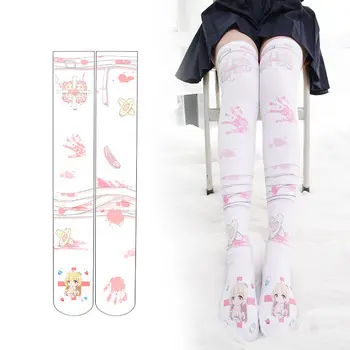 Japonské Anime 3D Vytlačené Lolita Pančuchy Cosplay Halloween Ponožky Kawaii Stehna Vysokej Školy Ponožky Nad Kolená, Pančuchy Pre Dievčatá