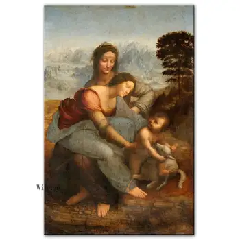 Panna a Dieťa s Saint Anne Slávne Umelecké Plátno Maľby Leonarda Da Vinci Wall Art Vytlačí Obývacej Miestnosti Dekorácie