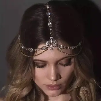 Crystal čele s Svadobné Svadobné Vlasy reťazca headdress žien lesklé Rýn Kameň Svadobné Svadobné Vlasy, Šperky
