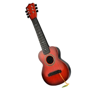 Kreatívne 6 Reťazce Mini Gitara Prenosné Vzdelávania Detí Gitara Pre Vzdelávanie Triedy Mini Hudobný nástroj Pre Deti (Hnedá)