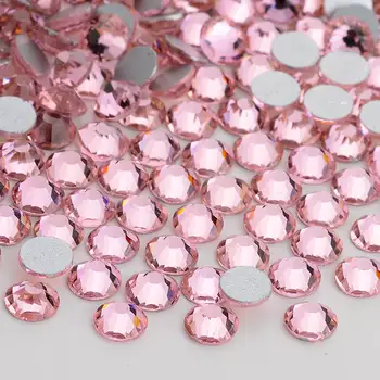 Svetlo Ružové FlatBack Sklenenými Kamienkami Non-Rýchla oprava pre Nail Art, Ozdoby