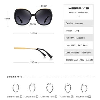 MERRYS DIZAJN Ženy, Luxusné Značky Trendov Gradient slnečné Okuliare Módne Dámy Polarizované Slnečné okuliare UV400 Ochrana S6323