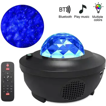 Farebné Hviezdne Nebo Projektor Blueteeth USB Hlasové Ovládanie Hudobného Prehrávača LED Nočné Svetlo Oceánu Vlny Romantický Projekčnej Lampy