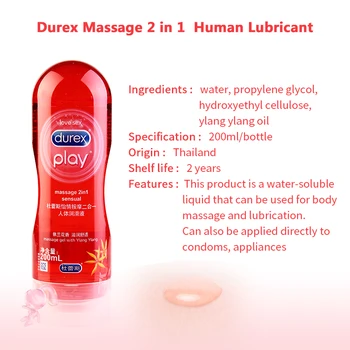 Durex 200 ml Lubrikant Masáž 2v1 Sensual Hladké na báze Vody, Ylang Kvetinový Análny Vaginálne Intímne Sex Shop Dospelých, Hračky pre Páry