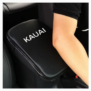 Carbon Fiber Textúra Pu Kožené Auto Opierke Úložný Ochrany Vankúš Pre Hyundai Kauai