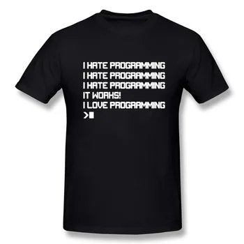 Neznášam Programovanie Web PC Programátor Kódovanie Kód Nové Vtipné Tričko Mužov Krátke Rukávy Hip Hop Nadrozmerné O-Krku Bavlnené Tričká