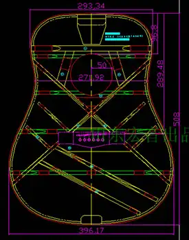 41-palcový D-typ akustickej gitary drevené šablóny Gitara tvorby plesní nástroj osnovy zvuk palice lúč pozíciu mapu