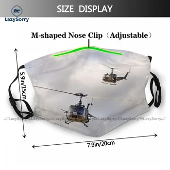 Unisex Fantázie Bell UH Iroquois Vrtuľníky Hueys Pleťová Maska Prachu Ochrana Luxusné Tkaniny Tvár, Ústa Masky S Filtrami