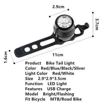 Svetlo na bicykel MTB, BMX Cestný Bicykel Zadné Lampy, USB Nabíjanie Sedlovka LED Žiarovka Cyklus Noc Cyklistické Bezpečnosti Varovný Signál, Príslušenstvo