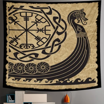 Viking mystický symbol domáce dekorácie gobelín psychedelickej scény gobelín České Čalúnený Gauč koberec čiar yoga mat