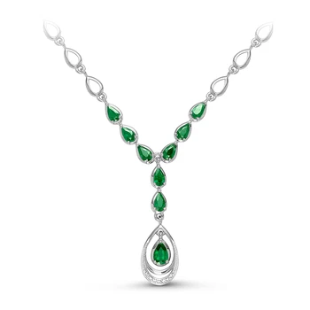 925 sterling silver náhrdelník s kamienkami: GT smaragd, diamant, dámske krku prívesky, módne šperky, žena.