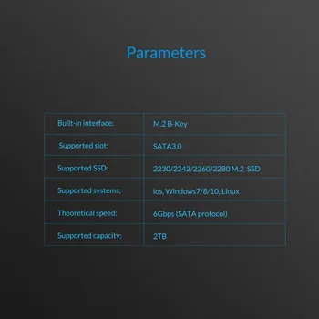 ORICO Hliníkové 2,5 Palca M. 2 NGFF na SATA Adaptér Konvertor Vysokou Rýchlosťou 6 gb / S, Podpora 2TB 2230 2242 2260 2280 M. 2 SSD M. 2 B-Key
