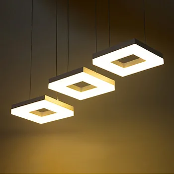 Moderný 3 Svetlá LED Prívesok Svetlo Námestie Line Jednoduché, Jedáleň, Reštaurácia, Kuchyňa Hanglamp Domova Osvetlenie Zariadenie