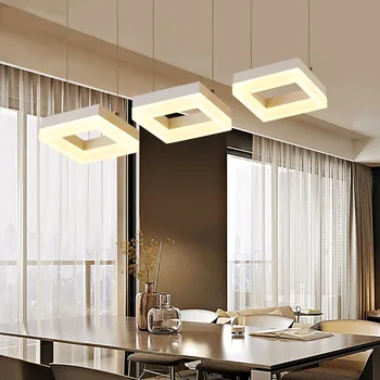 Moderný 3 Svetlá LED Prívesok Svetlo Námestie Line Jednoduché, Jedáleň, Reštaurácia, Kuchyňa Hanglamp Domova Osvetlenie Zariadenie