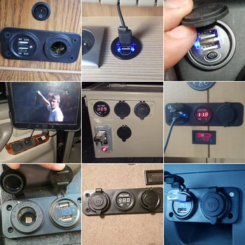 Moblie Telefón Nabíjačka do Auta Prepnúť Panel 4.2 Duálny USB Nabíjačka LED Voltmeter pre zapaĺovač pre Auto Morských Lodí Truck