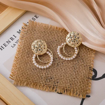 MISSNICE Nový Príchod Trendy Dvojité Okrúhle Visieť Náušnice Simulované Pearl Módne Šperky Moda Populárny Dizajn Pendientes