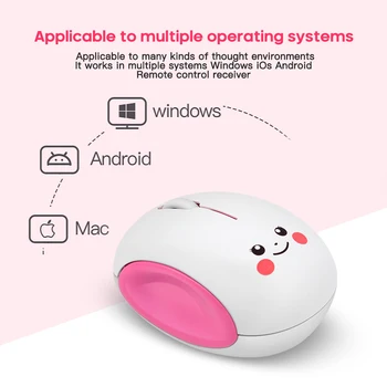 2.4 G Wireless Mouse Ružová Optická Usb Počítačová Myš 1600 DPI Roztomilý Kreslený Dizajn Mini PC Myši Tichý Myš Pre Dieťa Dievča, Darček