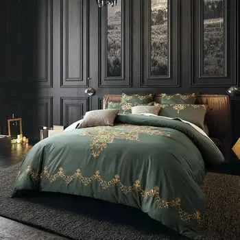Z egyptskej Bavlny Luxusné Royal posteľná bielizeň Set 4/6Pcs Kráľ Queen Size Bed kryt Hold hodváb Posteľ List nastaviť Perinu parrure de lit