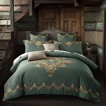Z egyptskej Bavlny Luxusné Royal posteľná bielizeň Set 4/6Pcs Kráľ Queen Size Bed kryt Hold hodváb Posteľ List nastaviť Perinu parrure de lit