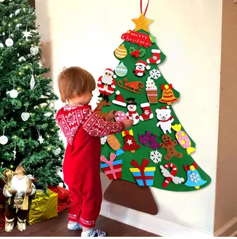 Urob si sám Cítil Vianočný Strom Decor Santa Claus Deti Hračky Vianočná Výzdoba pre Home 2020 Vianočné Závesné Ozdoby Nový Rok 2021 Dary