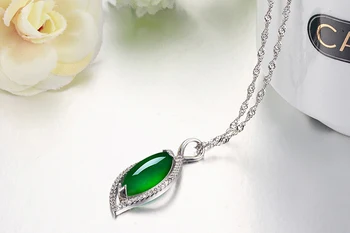 YANHUI 2020 Nový Vintage Emerald Náhrdelník Žien 925 Sterling Silver Poľa Reťazca Náhrdelník Chalcedony Prívesky, Šperky Dropshopping