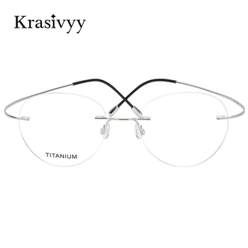 Krasivyy Vintage Kolo Bez Obrúčok Okuliare, Rám Mužov Ultralight Optické Predpis Okuliare Ženy Titán Frameless Okuliare