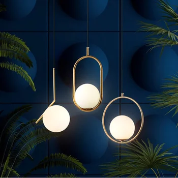 Nordic Moderné LED Prívesok Svetlá Pre Obývacia Izba Dekorácie Osobnosti sklenenú Guľu Tvarované Nočné Jedálni Visí Lampa E27