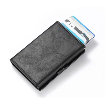 Bycobecy RFID Multifunkčné Karty Peňaženka pre Mužov, Kožené Kreditnej Karty Držiteľ Muž Automatické Hliníkovej Zliatiny Hasp Muž Podnikania