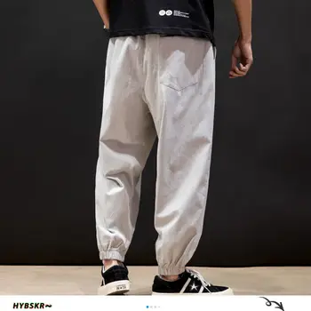 Hybskr Jeseň Mužov Bežné Hárem Nohavice jednofarebné Plus Veľkosť Človeka Joggers 2020 Japonský Bavlna Mužské Nohavice 5XL