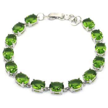 10x8mm Luxusné Vytvorené Zelené Peridot pre Ženy Delicate Jemný Rez Svadobné Šperky na Denné Nosenie, Strieborný Náramok 8.0-9.0 palec