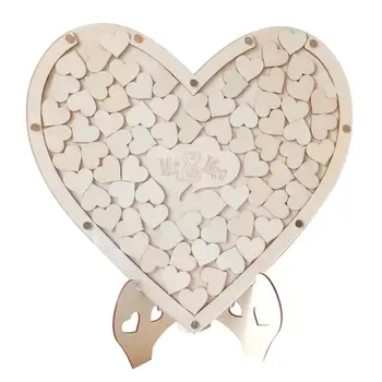 Drevené Dvojité Srdce Tvar Podpis Kniha Hostí Personalizované Puzzle z Preglejky Osobnosti Sladké Stola Valentína Dekor