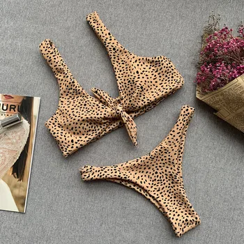 2019 Bikini Set Sexy Letné Ženy Obväz Plavky Leopard Ženské Plavky, Plavky Plážové Oblečenie Plávať Obleky Biquini Fallindol