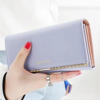 Dámske peňaženky pu kožené ženy peňaženky Módne dlhé skladanie Jednoduchých ženských peňaženky Multifunkčné Vysokou kapacitou Dámy spojok