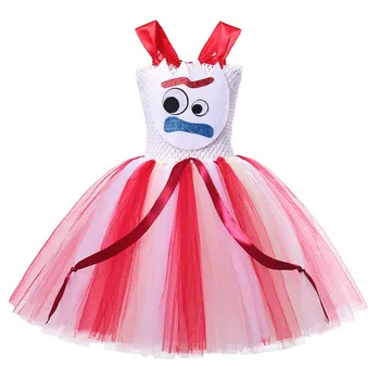 VOGUEON Drevín Bo Peep Tutu Šaty s Maskou Dievčatá Forky Buzz Lightyear Jessie Fancy Dress Up, Halloween Party Kostým