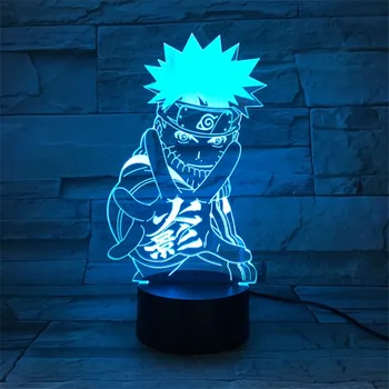 Naruto Figúrka Anime Uzumaki Naruto 3D LED Svetlo USB LED Nočné Lampy Novinka Svetlo Mutilcolor Deti Stolové Lampy Domova