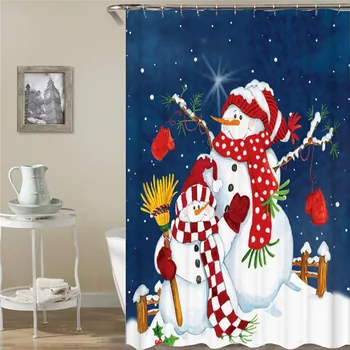 Vianočné Sprchový Záves S Háčikmi Kúpeľňa Závesy 3d Sprchové Závesy Vaňa Kvet Snowflake Nepremokavé Sprchový Záves Alebo Mat
