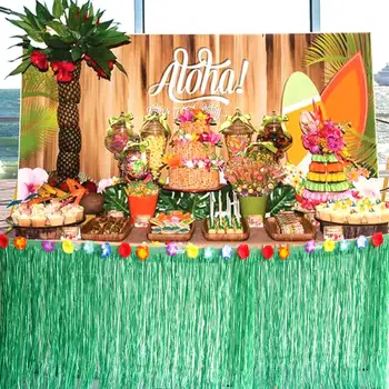 1pc Fringe Tabuľka Havajské Sukne Dekorácie Stola Sukne s Kvetmi Zábal Letné Tropické Baby Sprcha Strany Tabuľky Dodávok