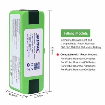 5200mAh Lítiové Batérie 14,4 V Pre iRobot Roomba Cleaner 500, 600, 700, 800 Series