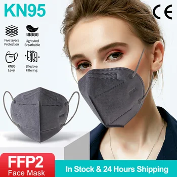 5-100ks FFP2 KN95 Tvár, Pleťové Masky Prachotesný Ochranné Úst Maska Respirátor 5 Vrstva Filter Priedušná Bezpečnosti Maske Mondkapje