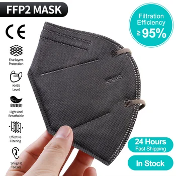 5-100ks FFP2 KN95 Tvár, Pleťové Masky Prachotesný Ochranné Úst Maska Respirátor 5 Vrstva Filter Priedušná Bezpečnosti Maske Mondkapje
