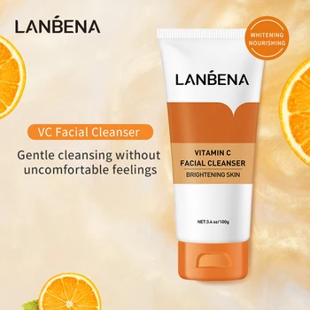 LANBENA Vitamín C Facial Cleanser Umývanie Tváre Kolagénu Zubov Hĺbkové Čistenie Hydratáciu Pokožky Jemný Jemný Hustá Pena 100 ml